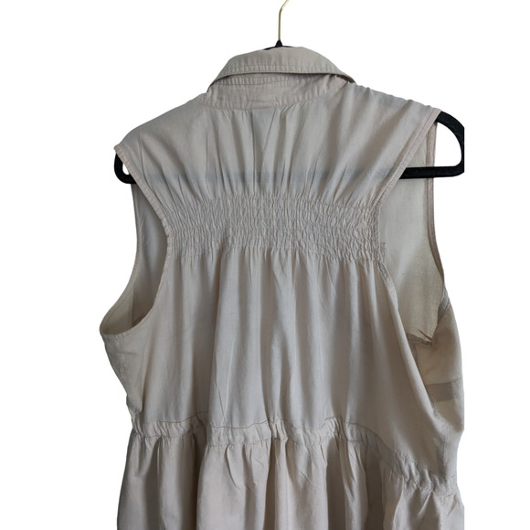 Dots Women's Plus Size 2X Sleeveless Button Down Tan Dress - Picture 9 of 12